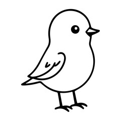 Illustration of a small bird with a round body and a small beak standing on two thin legs design art