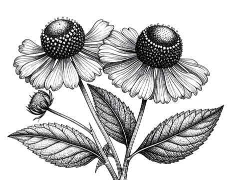 Vintage Botanical Engraving of Gazania Plant with Labeled Parts, isolated on transparent background