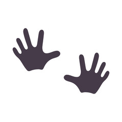 Obraz premium Two dark handprints with spread fingers isolated on a white background in a simple cartoon style design