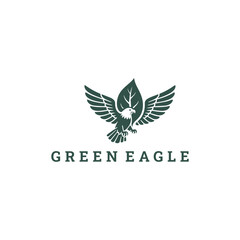 Obraz premium Green eagle logo vector icon illustration