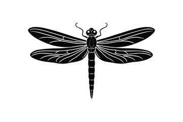 Silhouette design illustration of  a detailed dragonfly with long wings and slender body.eps