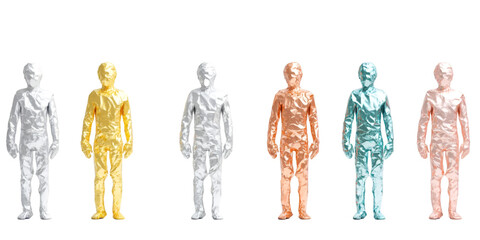 Multicultural Paper Chain Figures Isolated on Transparent Background