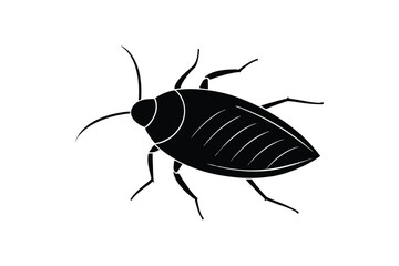 Silhouette design illustration of a cockroach with visible antennae and segmented body.eps