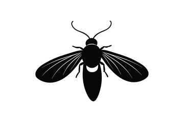 Silhouette design illustration of a firefly with glowing tail implied.eps