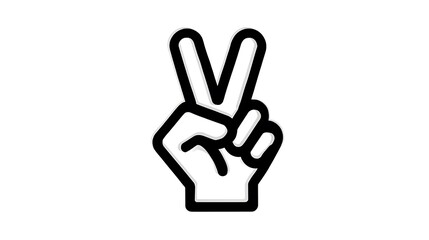 Obraz premium Line art vector icon of hand showing V sign for peace or victory used in apps and websites