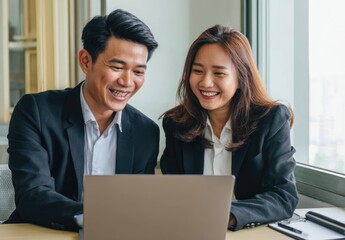 Fototapeta premium Collaboration Among Young Professionals in a Modern Office Setting Teamwork Highlighted