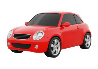 3d icon of red car isolated on transparent background