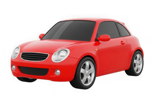 3d icon of red car isolated on transparent background
