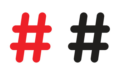 Obraz premium Red and black hashtag symbols, representing social media trends and online communication isolated on white background