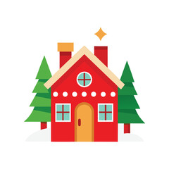 Christmas Village Building Illustration – Flat Festive Icon