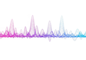 3d icon of abstract colorful sound wave visualization with pink to blue gradient isolated on transparent background