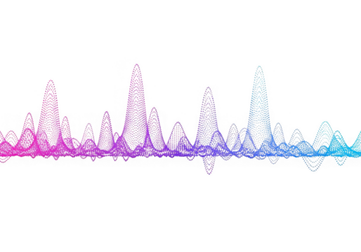 3d icon of abstract colorful sound wave visualization with pink to blue gradient isolated on transparent background