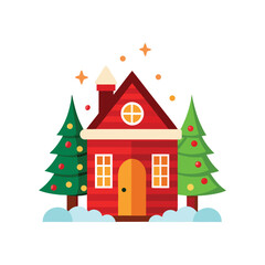 Colorful Vector House for Christmas Village Decorations