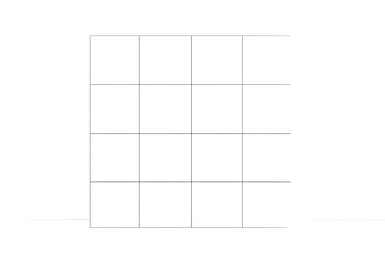 Simple tile grid with grout in neutral tones on gray transparent background viewed from top
