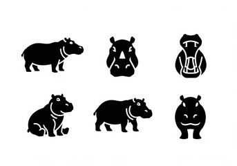 Fototapeta premium Hippo and Hippopotamus Vector Illustration