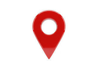3d icon of a red map marker or pin icon isolated on a transparent background, indicating a specific location or point of interest