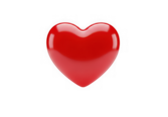 3d icon of a glossy red heart symbol isolated on a transparent background, representing love and affection