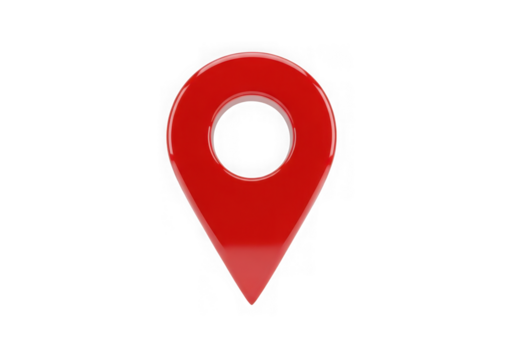3d icon of a red map marker or pin icon isolated on a transparent background, indicating a specific location or point of interest