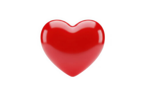 3d icon of a glossy red heart symbol isolated on a transparent background, representing love and affection