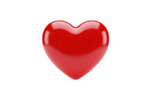 3d icon of a glossy red heart symbol isolated on a transparent background, representing love and affection
