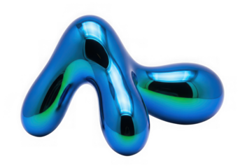 3d icon of abstract glossy blue and green metallic shape, representing modern design, innovation, and futuristic concepts isolated on transparent background