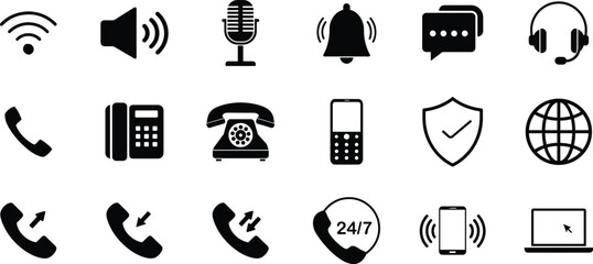 Black Communication and Customer Support Symbols