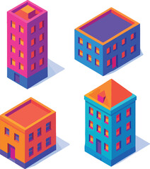 Isometric vector illustration of 3D building blocks 