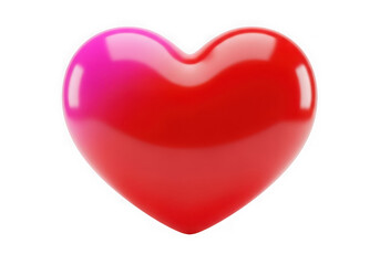 Fototapeta premium 3d icon of a glossy, vibrant red heart with a pink gradient, symbolizing love and affection, isolated on a transparent background
