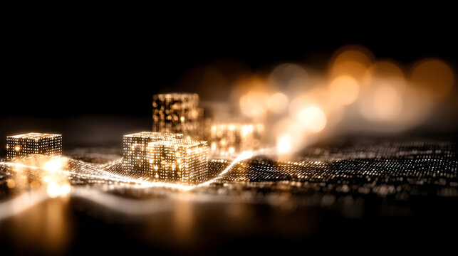 expanding across a glowing dark canvas with scattered code particles and logic trees