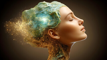 of artificial cognition overlaid with shimmering data fragments and code sparks