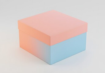 Fototapeta premium Pastel Pink and Blue Square Gift Box Isolated on White Background, Packaging Concept.