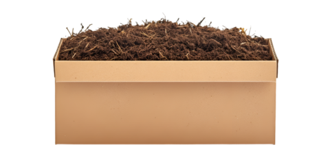 Compost Starter Box with Blank Label Isolated on Transparent Background