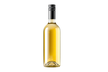 A light gold wine bottle,  isolated on black