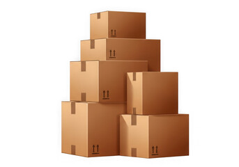 Obraz premium 3d icon of a stack of various sized cardboard boxes isolated on transparent background, representing shipping and delivery services