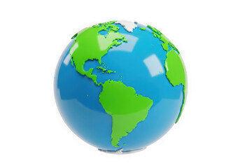 3d icon of stylized globe showing north and south america isolated on transparent background