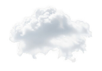 3d icon of a single fluffy white cumulus cloud, isolated on transparent background