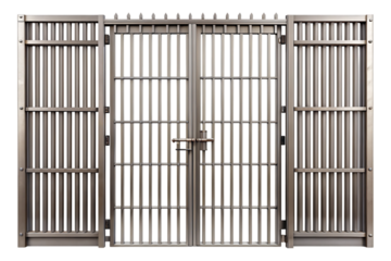 Modern Steel Security Gate with Vertical Bars isolated on white background as transparent. PNG. AI GENERATED
