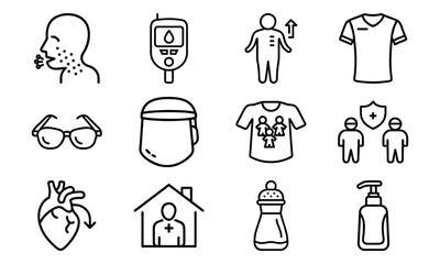 Health, Hygiene, and Family Care Icon Set – Medical, Wellness, and Personal Protection Vector Illustrations for Kids, Adults, and Home Use

