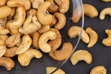 Roasted or raw cashews. Delicious nuts cashew