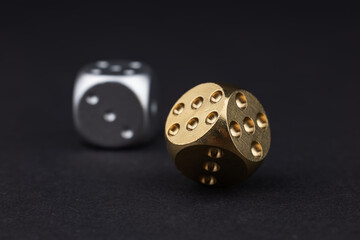 Two dice on black background