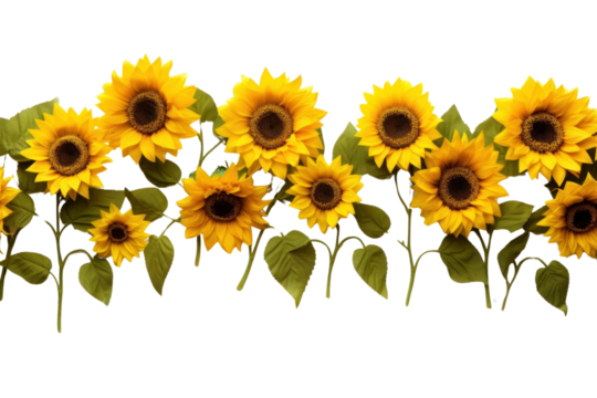 PNG Vibrant sunflowers on white background
