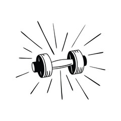 Hand-drawn dumbbell icon. Fitness and gym equipment vector illustration in a sketch style, isolated on a white background.
