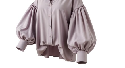 Sculptural Mauve Blouse with Dramatic Balloon Sleeves on White
