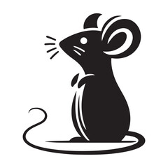 Cute Mouse Vector Silhouette Icon	
