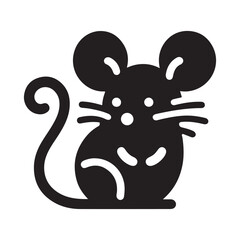 Cute Mouse Vector Silhouette Icon	
