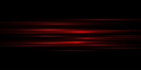 Futuristic Red Neon Light Beam with Horizontal Glow and Flare. Shiny Light Streak Effect, Glowing Line Trail and Flash on Transparent Background for Abstract or High-Tech Vector Illustration