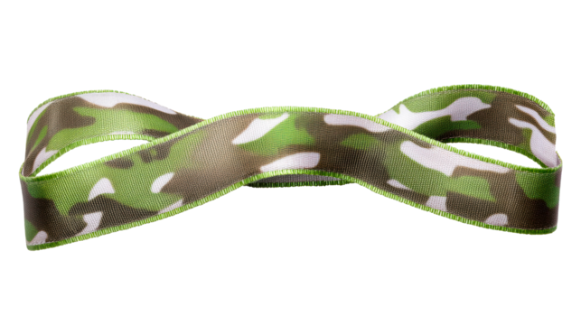 Camo patterned ribbon on a transparent background for crafting