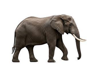 African elephant walking sideways isolated on transparent background