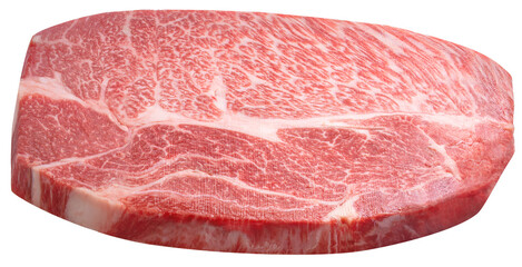 Raw premium Wagyu beef steak isolated on white background with clipping path high-quality meat cut for gourmet cooking and fine dining PNG file..