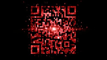 A vibrant red QR code glowing against a dark background, showcasing a modern and tech-savvy aesthetic.